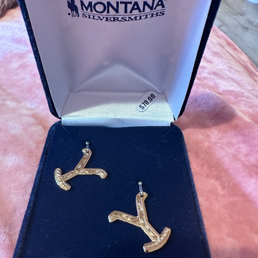 Montana silversmiths Yellowstone Earrings in gold